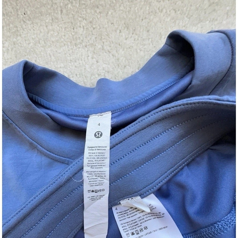 lululemon Matching Size 4 Set- Softstreme Crewneck Top & High Rise Shorts Blue - Picture 3 of 10